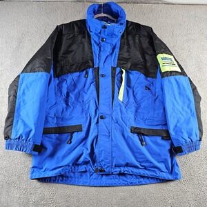 Vintage Serac Gore-Tex Mountain Parka Jacket Blue‎ Black XL Waterproof Technical